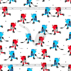 Hockey player pattern seamless. ice hockey - vector clipart / vector image