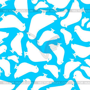 White doves pattern seamless. White pigeon - vector image