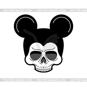 Mouse Skull . Rat Skeleton Head with Ears - vector clipart