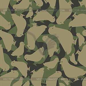 Doves Military pattern seamless. Pigeon army - vector EPS clipart