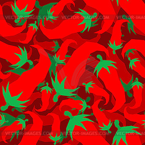 Hot red pepper pattern seamless. Very hot chili - vector clipart