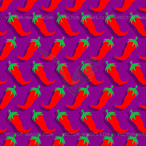 Hot red pepper pattern seamless. Very hot chili - vector image
