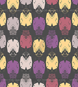 Tiger and sheep businessman pattern seamless. - royalty-free vector image