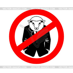 Stop boss ram. Ban businessman sheep. Prohibitory - vector clip art