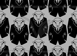 Sheep businessman pattern seamless. ewe in - vector clipart