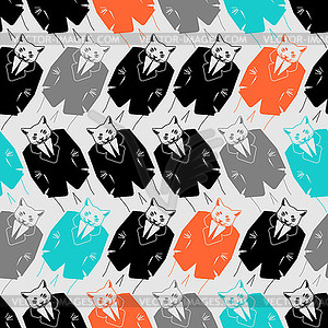 Cat businessman pattern seamless. Pet in business - vector image