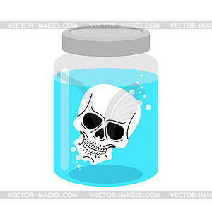Skull inside glass jar. Alchemical experiment. - vector image