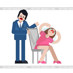 Man and Offended Woman. Man is guilty and Woman is - vector image