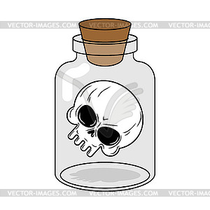 Skull inside glass jar. Alchemical experiment. - vector clipart