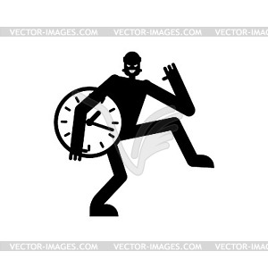 TIME THIEF. Thief stole watch. Concept of lost time - vector image