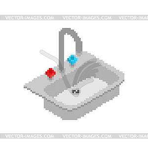 Kitchen sink pixel art. 8 bit Kitchenware - color vector clipart