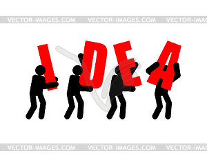 Idea people with letters. Business team comes up - vector clip art