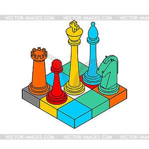 Multicolored chess. Chess game sign for chess - vector clip art