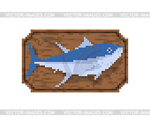 Trophy Fish On Board pixel art. 8 bit Fish - vector clipart