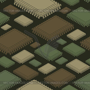 CPU PC Military pattern seamless. IP troops texture - vector image
