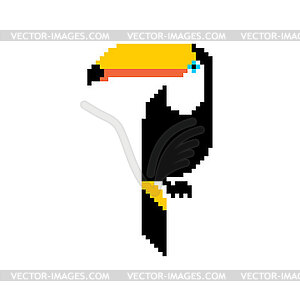 Toucan pixel art. 8 bit tropical bird - vector clipart / vector image