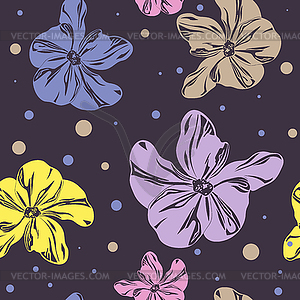 Seamless pattern with cute colorful orchids - vector clip art