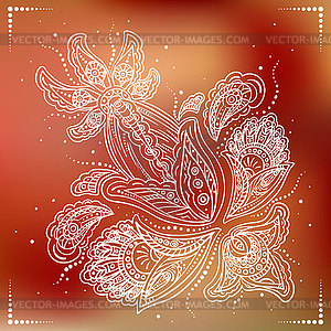 Delicate detailed flower on red background - vector clipart