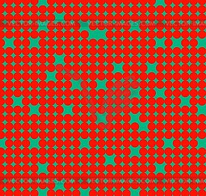 Seamless pattern with red circles on green - vector clip art