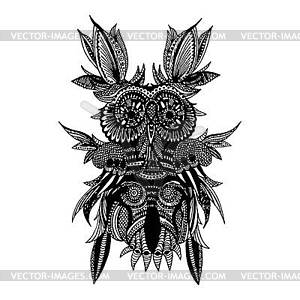 Black delicate owl - vector clipart