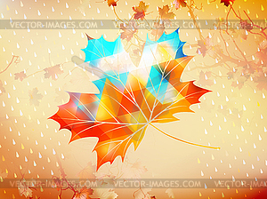 Autumnal maple leaf made of triangles. EPS 10 - vector clip art