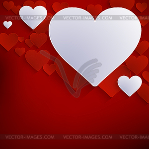 Red Heart Paper Sticker With Shadow. EPS 10 - vector image