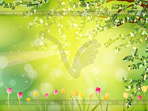 Spring Easter with red yellow tulips. EPS 10 - vector clipart