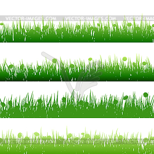 Grass and plants detailed silhouettes. EPS 10 - vector clipart