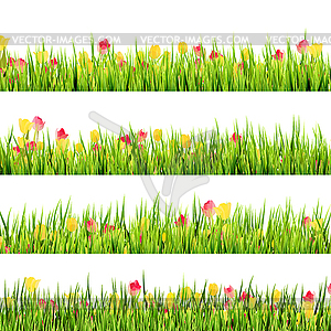 Green grass and beautiful spring flowers. EPS 10 - vector clipart