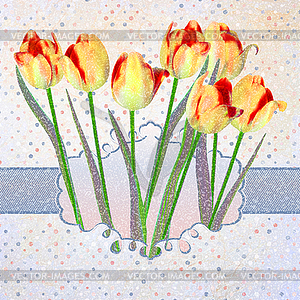 Vintage tulips card with polka dot. EPS 10 - vector clipart / vector image