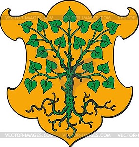 Heraldic shield with linden tree - vector clip art
