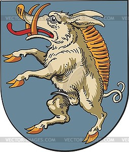 Heraldic shield with goat wildboar - vector clipart