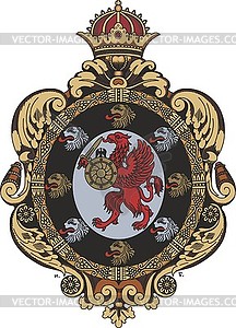 Romanov Russian tzar dynasty coat of arms with griffin - vector clip art