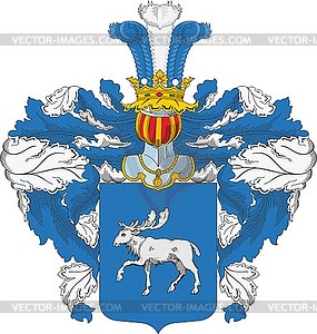 Лосьевы, самобытный фамильный герб - иллюстрация в векторе