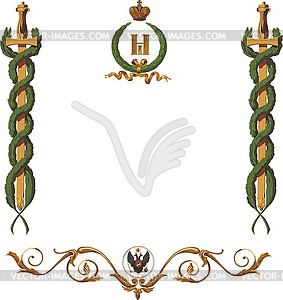 Russian heraldic diploma frame 19 century - vector clipart