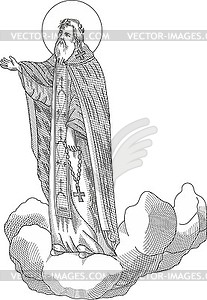 Святой Елеазар Анзерский на облаке - векторизованное изображение