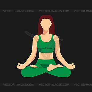 Abstract faceless woman sitting in lotus pose - vector image