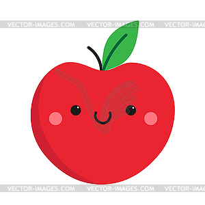 Cute cartoon smiling apple character. Childish style - vector clip art