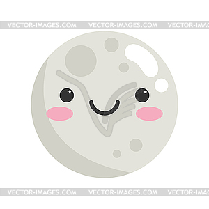 Cute cartoon smiling moon character. Childish style - vector EPS clipart