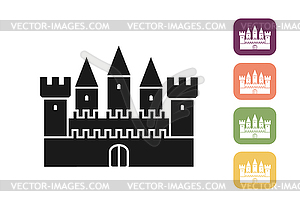 Medieval ancient castle outline icon. Fortress - vector image