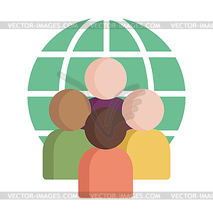World diversity flat icon. Symbol of society, unity - vector image