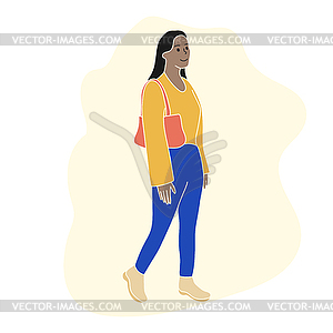 Fashionable woman is posing with a smile - vector image