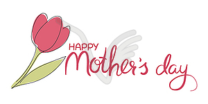 Happy Mother’s Day. Lettering with hand drawn tulip - stock vector clipart