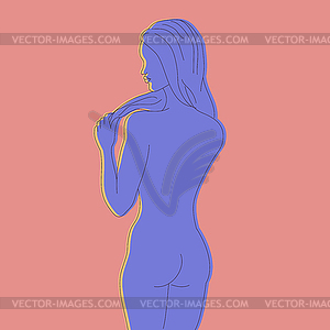 Abstract female silhouette lit by the light - vector image