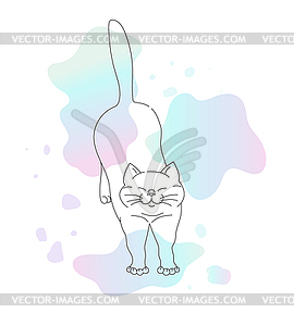 Cute stretching cats contour isolated on white - vector clipart