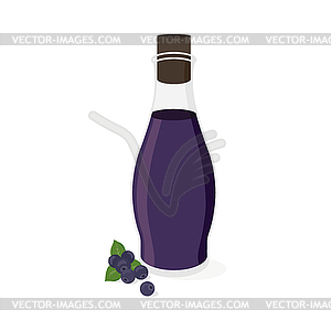 Blueberry juice in a bottle in flat style - vector EPS clipart