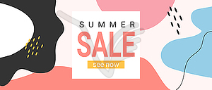 Summer sale banner. Template with abstract shapes - vector image