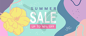 Summer sale banner. Sale template with abstract shapes  - vector image