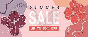 Summer sale banner. Sale template with abstract shapes  - vector clipart