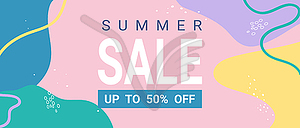 Summer sale banner. Sale template with abstract shapes  - vector clip art